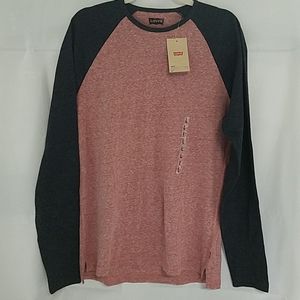 NWT Levi's Baseball T-Shirt Cabernet/Charcoal Sz L